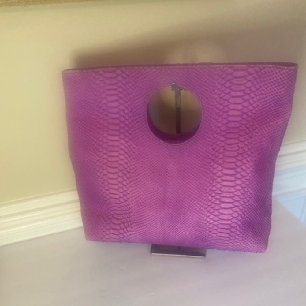 Doncaster Vintage Pink/Purple Python Embossed Ita… - image 3